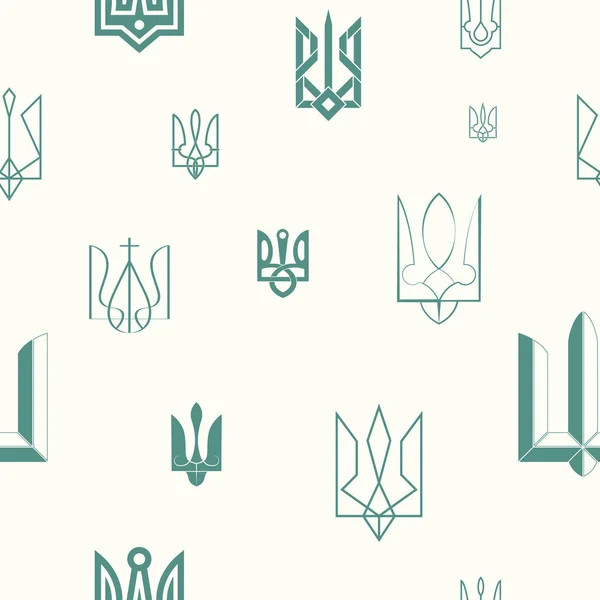 あなたのデザインのためのウクライナのトライデントとシームレスなパターン — ストックベクタ