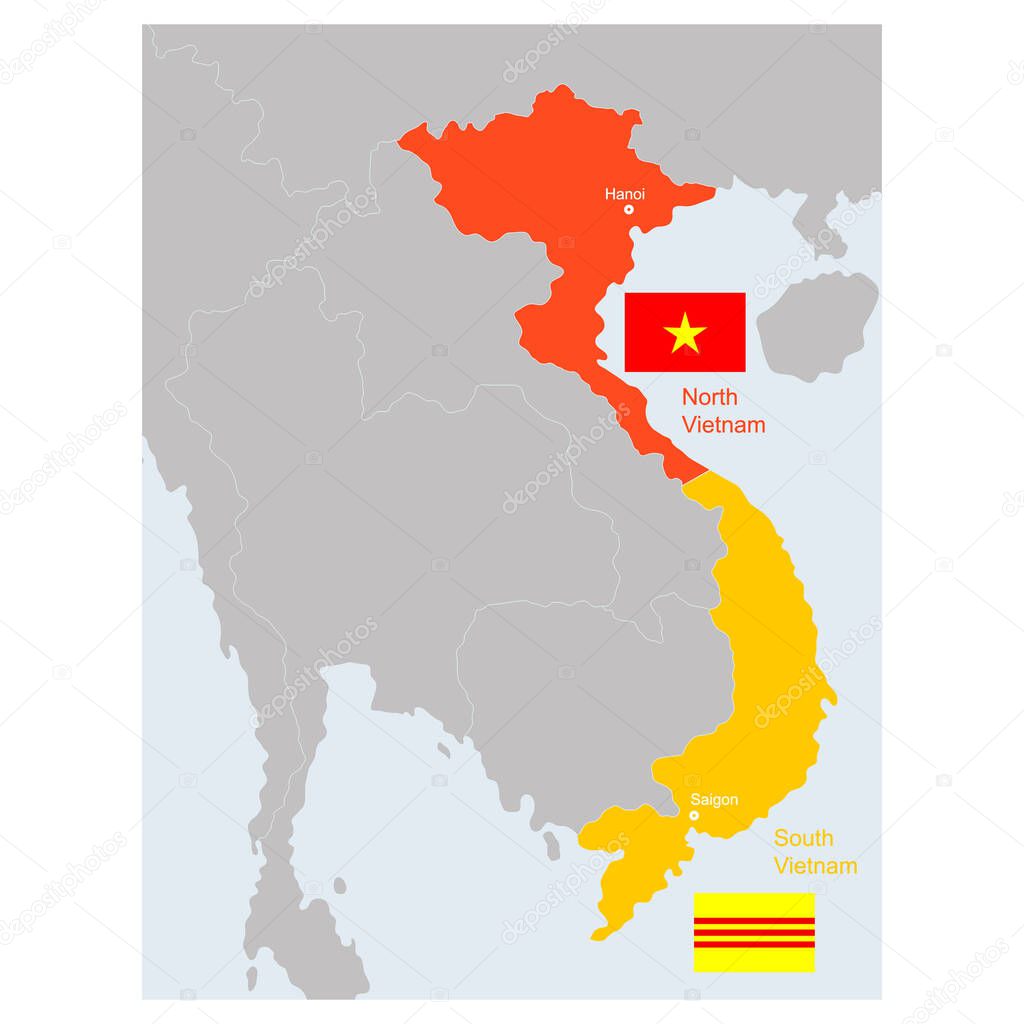 vector map of South and North Vietnam