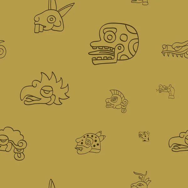 Patrón Sin Costuras Con Calendario Azteca Signos Día — Archivo Imágenes Vectoriales