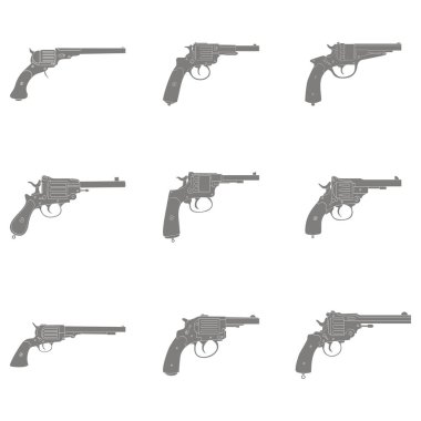 Revolvers ile vektör monokrom simgesi ayarlandı