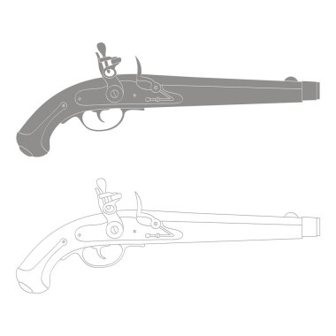 Eski tabanca tabancası olan vektör monokrom simgesi