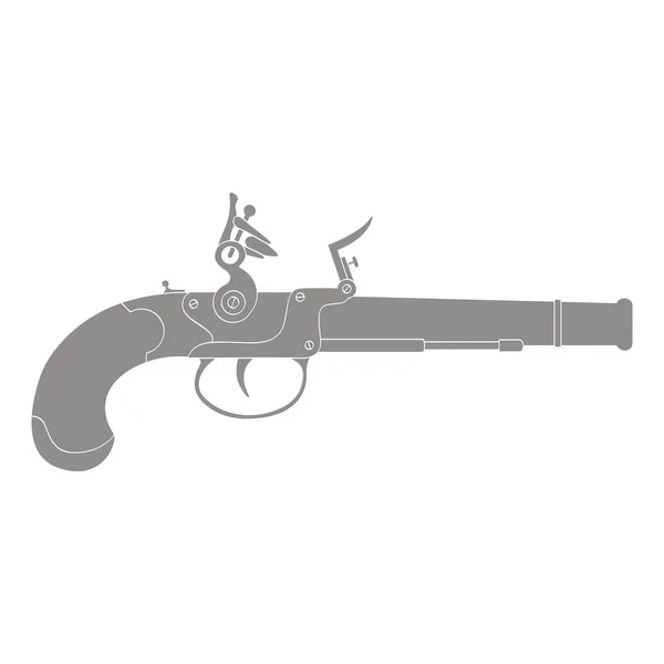 Vector Icono Monocromo Con Pistola Antigua — Archivo Imágenes Vectoriales