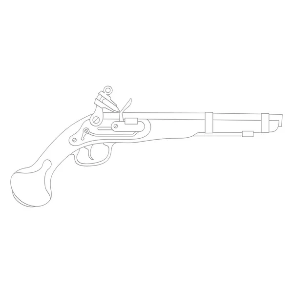 Icône Vectorielle Monochrome Avec Vieux Pistolet — Image vectorielle
