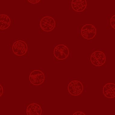 Şeytanların sembolleriyle kusursuz vektör deseni. İblislerin Mührü