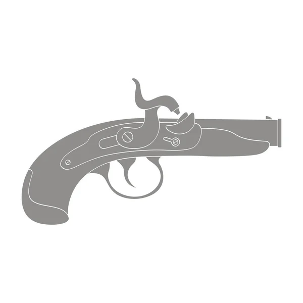 Vector Monochrome Icon Old Pistol Gun — 스톡 벡터