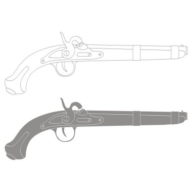 Eski tabanca tabancası olan vektör monokrom simgesi