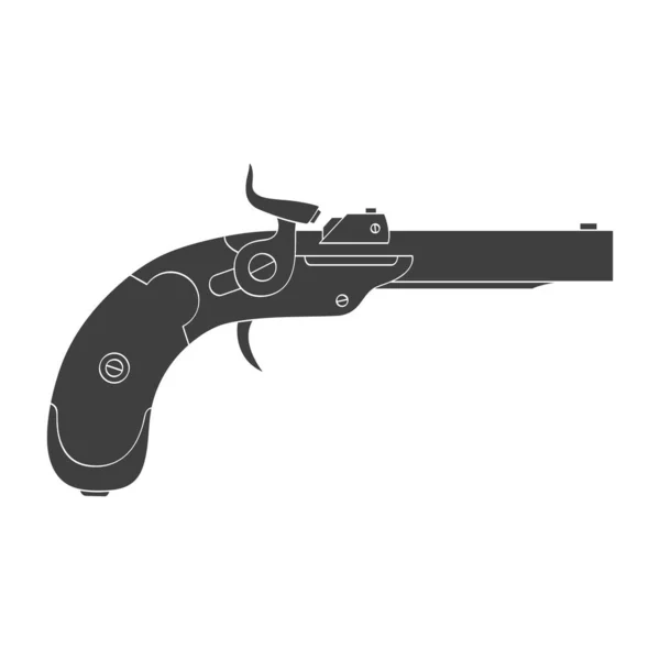 Vector Monochrome Icon Old Pistol Gun — Stock Vector