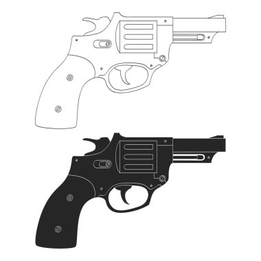 Revolver ile vektör monokrom simgesi