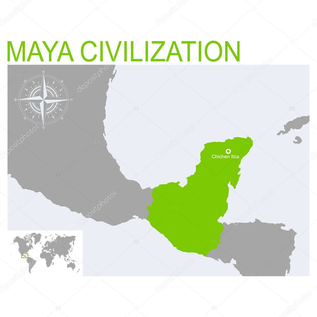 vector map of the Maya civilization