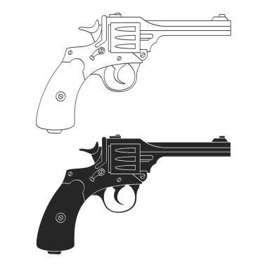 Revolver ile vektör monokrom simgesi