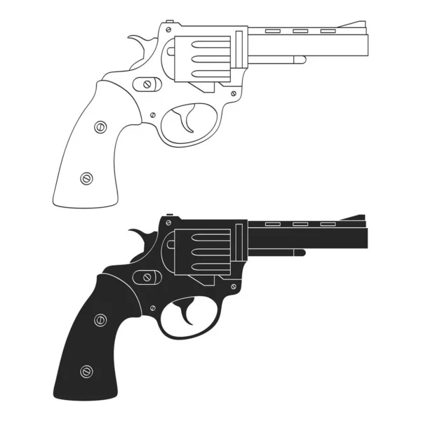 Vector Monochrome Icon Revolver — Stock Vector