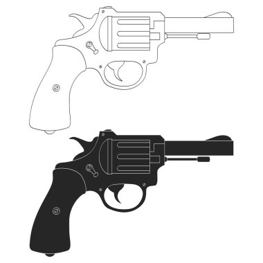 Revolver ile vektör monokrom simgesi