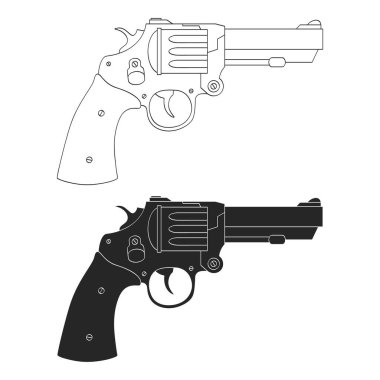 Revolver ile vektör monokrom simgesi