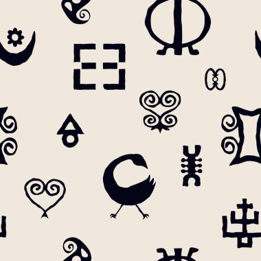 Seamless pattern with Adinkra symbols clipart
