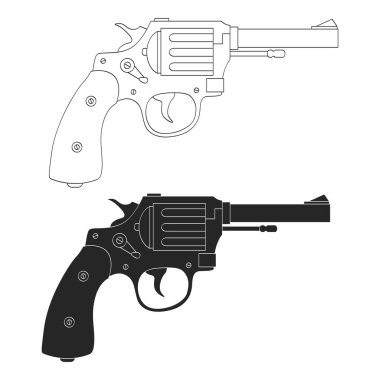 Revolver ile vektör monokrom simgesi