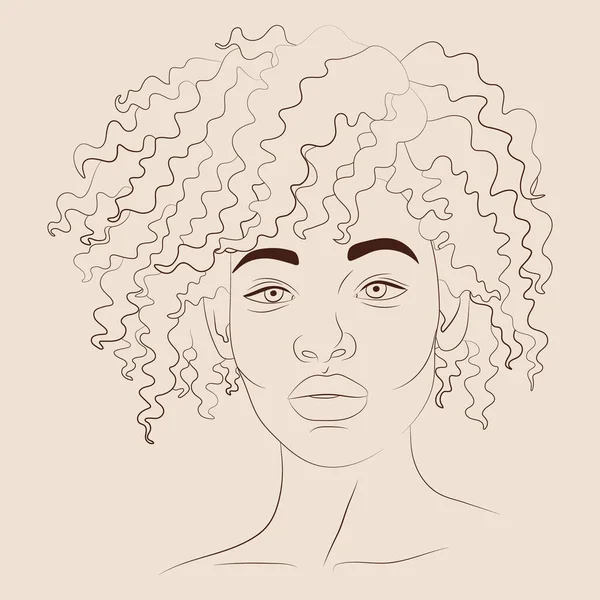 Güzel Siyah Bir Kadının Vektör Çizimi Afrikalı Amerikalı Güzel Kız — Stok Vektör
