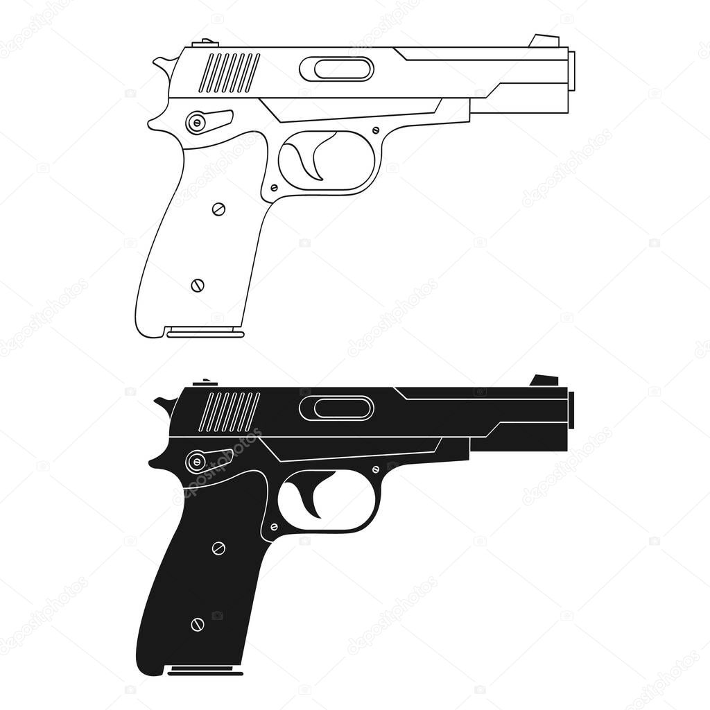 Vector monochrome icon with Pistol