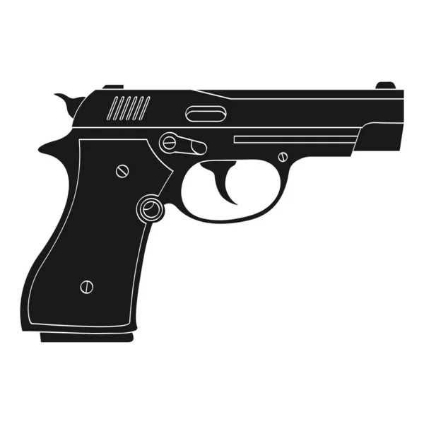 Vector Monochrome Icon Pistol — Stock Vector