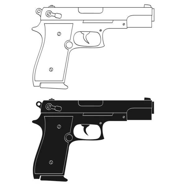 Vector Icono Monocromo Con Pistola — Archivo Imágenes Vectoriales