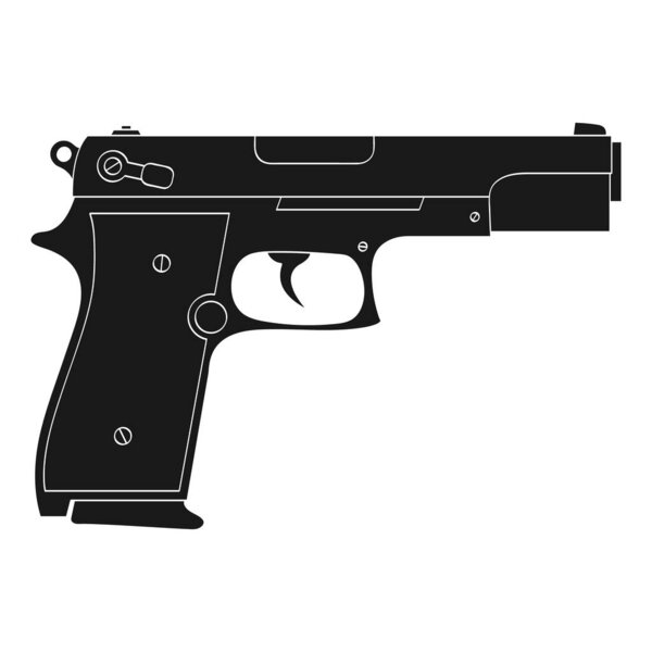 Vector monochrome icon with  pistol