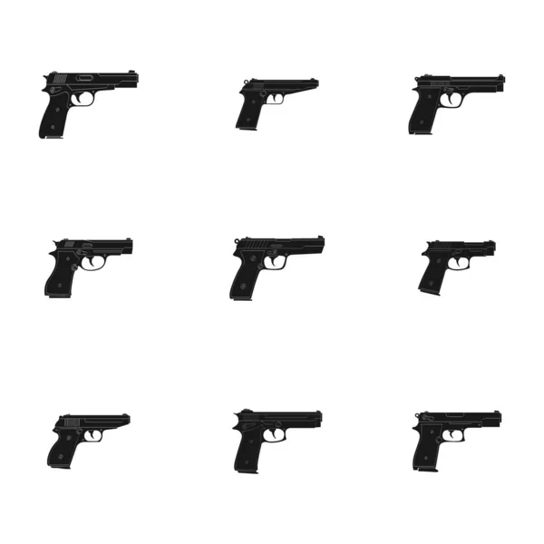 Vector Monochromes Icon Set Mit Pistolen — Stockvektor