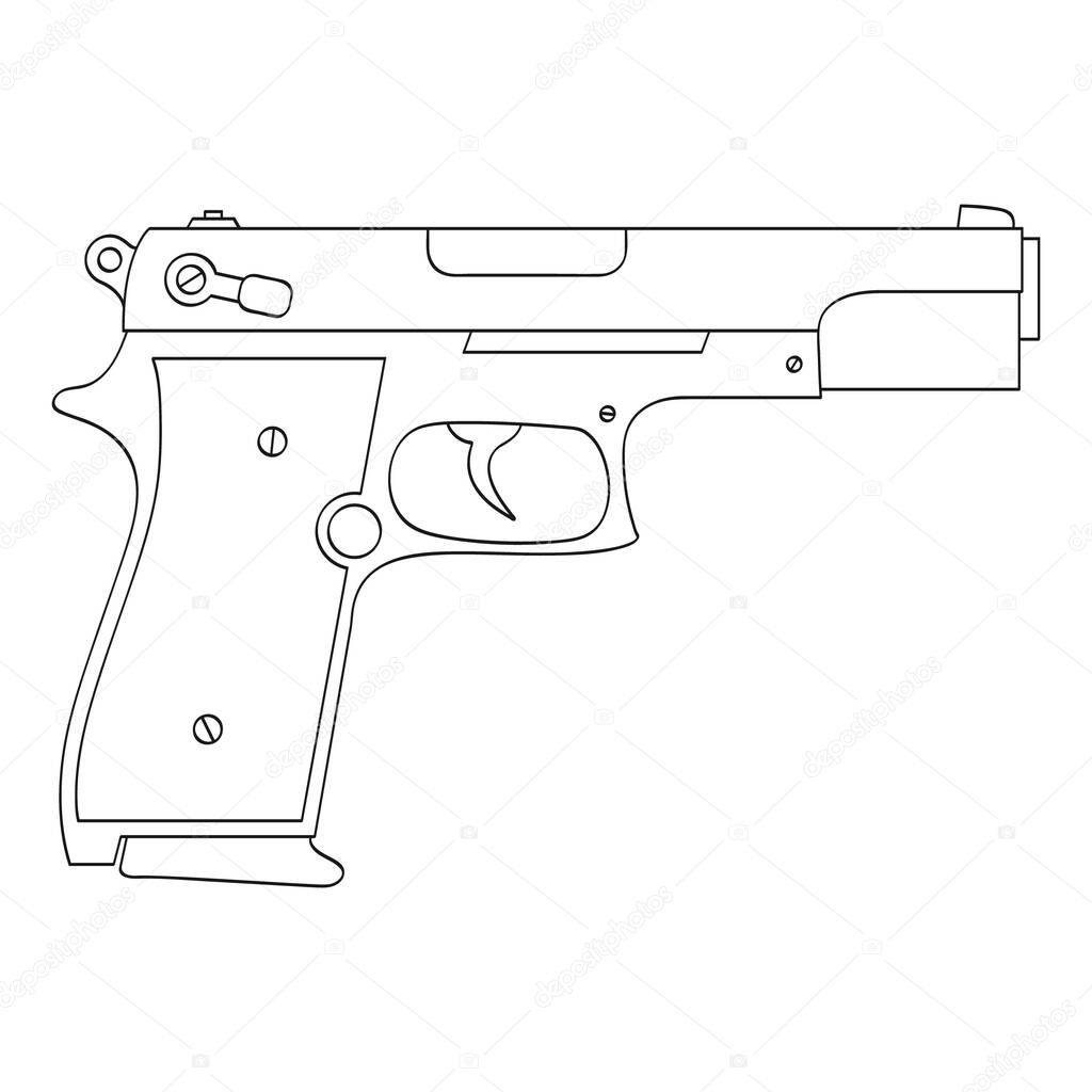 Vector monochrome icon with  pistol