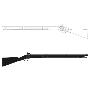 Antika Tüfekli vektör monokrom simgesi