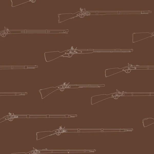 Modello Vettoriale Senza Soluzione Continuità Con Fucili Antichi — Vettoriale Stock