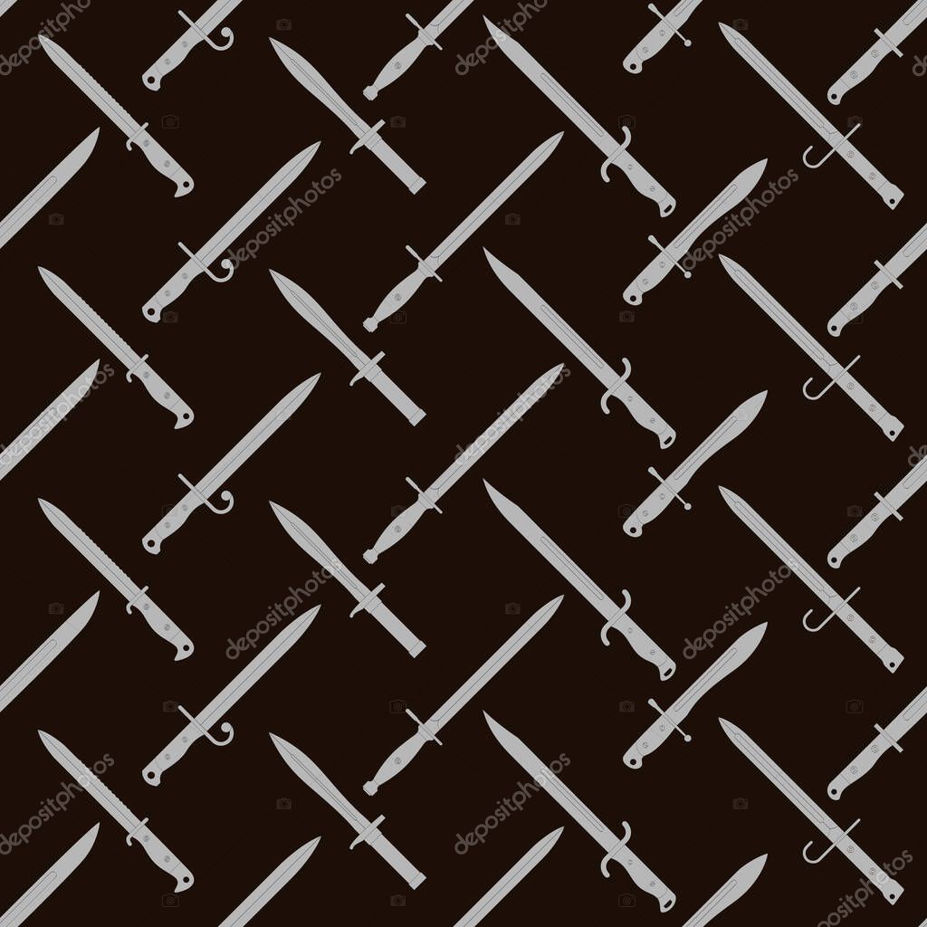 Seamless vector pattern with bayonet knives
