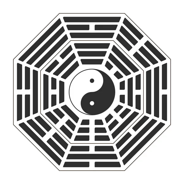 Vektor Yin Und Yang Symbol Mit Bagua Trigrammen — Stockvektor