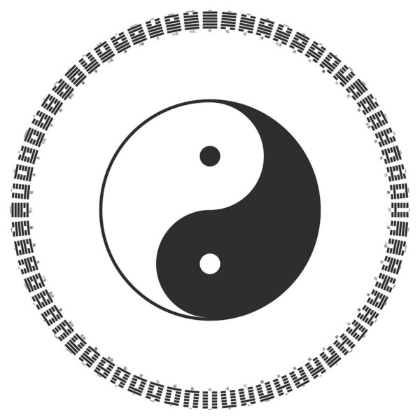Vector Yin and Yang symbol with Diagram of I Ching hexagrams 