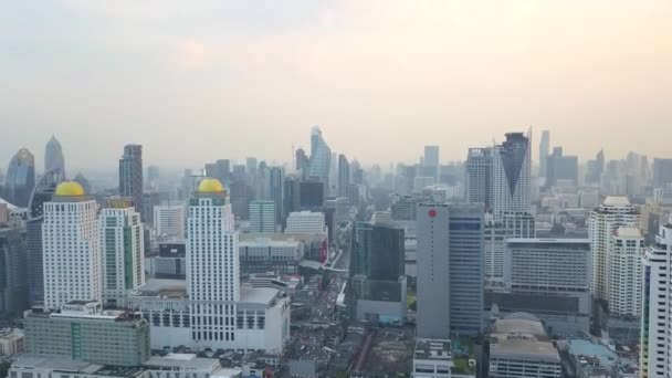 Vista Aerea Del Centro Bangkok Sviluppo Immobiliare Asia Distretto Finanziario — Video Stock