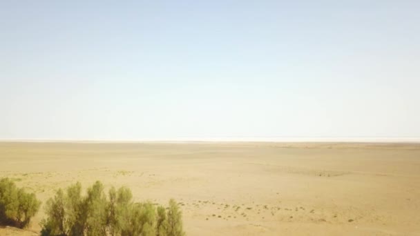マランジャブ砂漠のカラバンサーイ ヨーロッパと中国の間のシルクロードの道でした ドローンはゆっくりと戻ってパノラマビデオを作ります 部屋への入り口に見える — ストック動画
