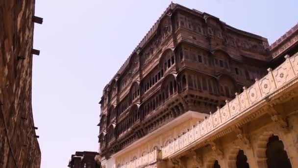 Джодхпур Раджастхан Індія 2019 Гарні Зовнішні Стіни Історичного Форту Мехрангарх — стокове відео