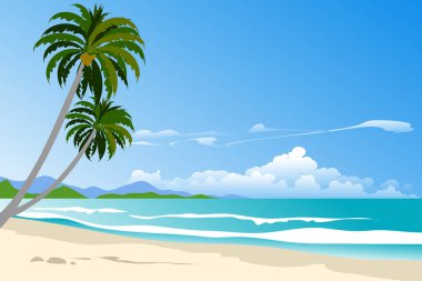 Tropik plajda bulutlu güneşli bir gün