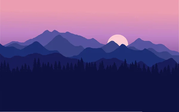 Paisaje Montaña Con Bosque Pinos — Vector de stock