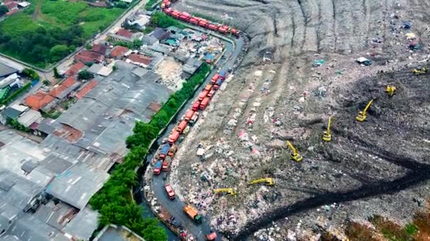 Bekasi West Java Indonesië Februari 2020 Luchtfoto Grote Stortplaatsen Als — Stockvideo