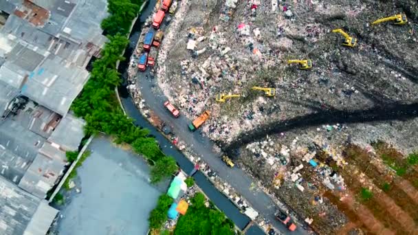 Bekasi West Java Indonesië Februari 2020 Luchtfoto Grote Stortplaatsen Als — Stockvideo