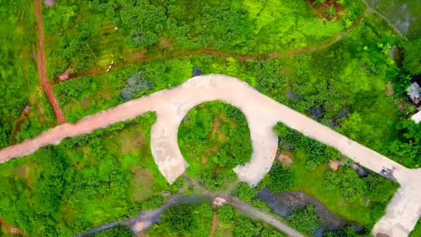 Luftaufnahme Grünes Gras Mit Straßen Form Von Augen — Stockvideo