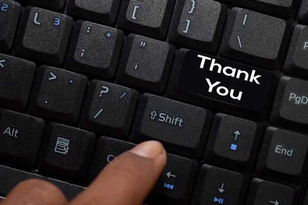 Thank You isolated on laptop keyboard background — Stock Photo, Image