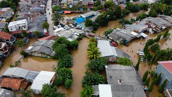 Aerial Pov View Depiction Flooding Devastation Wrought Massive Natural Disasters — Stock Photo, Image