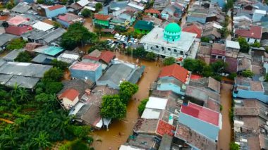 Sel baskınının havadan görüntüsü. Büyük doğal afetlerin ardından oluşan yıkım