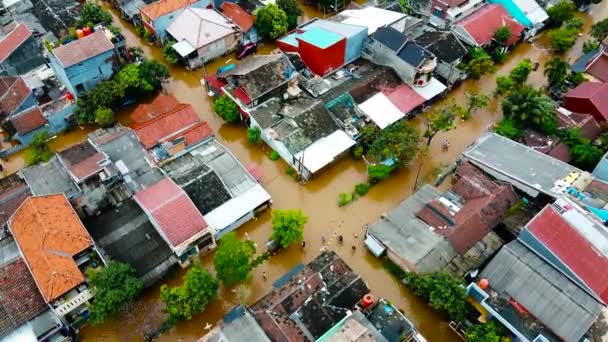 Повітряний Вид Пов Зображення Затоплення Спустошення Після Масових Стихійних Лих — стокове відео
