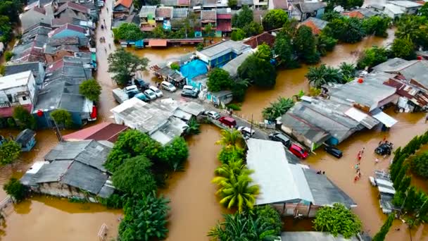 Vedere Aeriană Pov Reprezentarea Inundațiilor Devastare Provocată Dezastre Naturale Masive — Videoclip de stoc