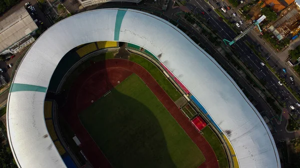 Aerial View Największy Stadion Bekasi Drona Indonezja — Zdjęcie stockowe