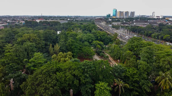 Bekasi Indonesia March 2020 Aerial View Highways Tall Buildings Beautiful — Stock fotografie