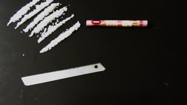 Kokain Och Selektivt Fokus Indonesien Rupiah Redo För Användning Mörkt — Stockvideo