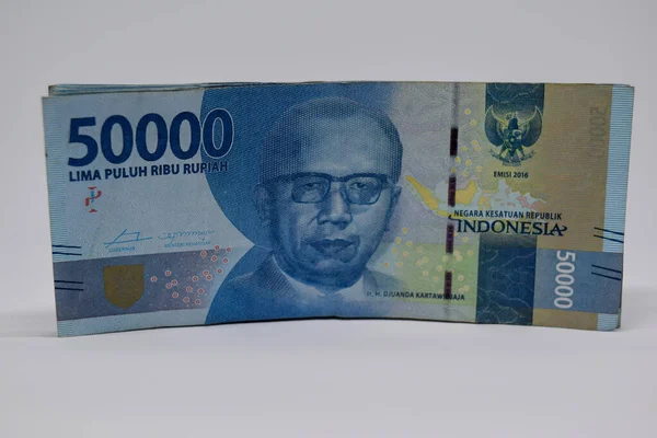 Cerca Cincuenta Mil Rupia Indonesia Aislado Sobre Fondo Blanco — Foto de Stock