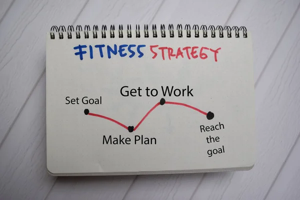 Fitness Strategy write on a book and keyword isolated on Office Desk.