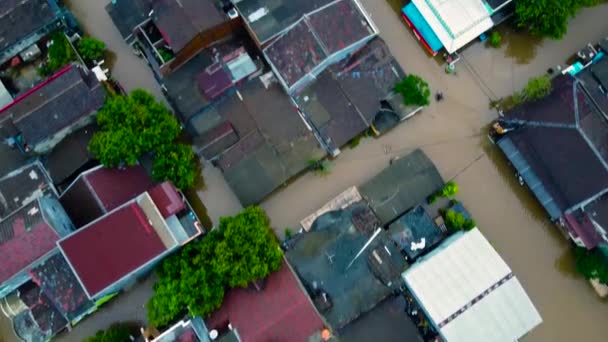 Vista Aérea Pov Representação Inundações Devastação Causada Após Enormes Desastres — Vídeo de Stock